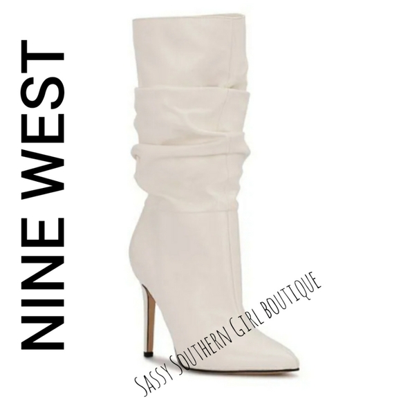 🆕⭐Nine West Off White Tasta heel boots - Picture 1 of 13